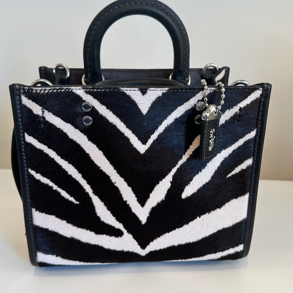 Coach Rogue 20 Top Handle In Hair Calf  Zebra Print